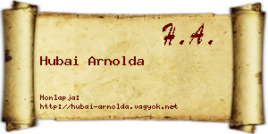 Hubai Arnolda névjegykártya